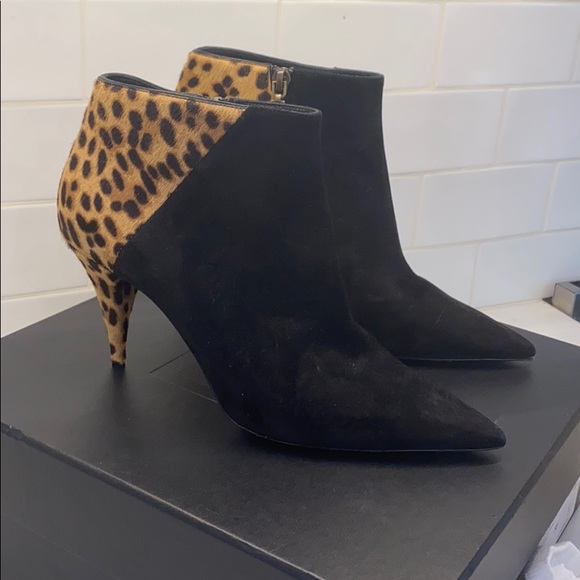 Saint Laurent Kiki Leopard Ankle Boots 